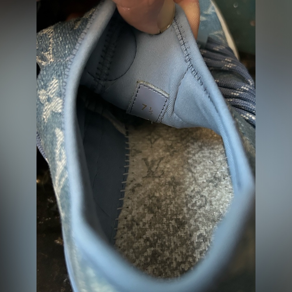Louis Vuitton fast-lane blue denim monogram sneakers size LV7.5/9us (more 8.5) - Picture 10 of 12